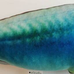 Unicorn Fish Pillow Novelty Velvet Stuffed Toy, Coastal Decor - thumbnail 3