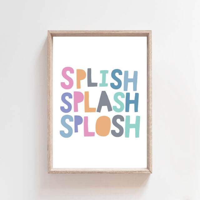 Splish Splash Print, Girls Bathroom Prints, Wall Art, Sign, Decor, Rainbow Posters, Home Decor - image 1