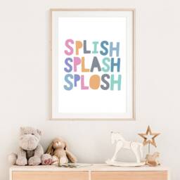 Splish Splash Print, Girls Bathroom Prints, Wall Art, Sign, Decor, Rainbow Posters, Home Decor - thumbnail 2