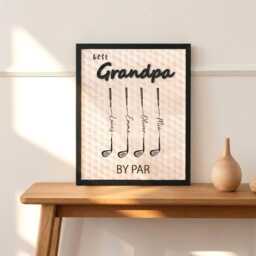 Best Grandpa By Par Golf Wood Sign, Custom Wall Art With Grandkids Name, Personalized Gift For Papa, Father's Day - thumbnail 2