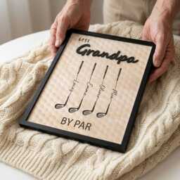 Best Grandpa By Par Golf Wood Sign, Custom Wall Art With Grandkids Name, Personalized Gift For Papa, Father's Day - thumbnail 3