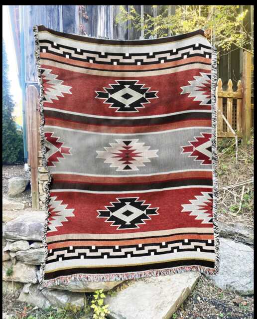 Kaibab Woven Southwest Tapestry Blanket, Native American Inspired Design, Tribal Camp Throw 100% Cotton Made in Usa - image 1