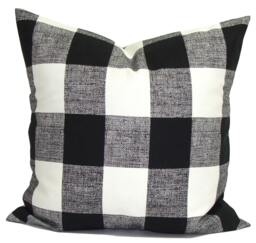 Black Pillow Cover, Check Cover, Plaid All Sizes Incl Euro Shams - thumbnail 1