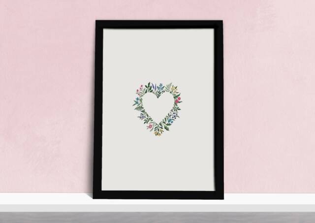 Floral Heart Art Print - Delicate Wildflower Poster Watercolour Flowers Illustration Gift For Her Valentines Day, Mother's Day Present - image 1