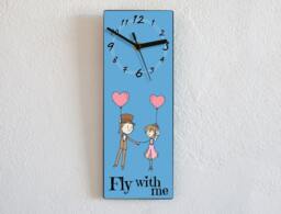 Fly With Me - Wedding Couple On Balloon Hearts Wall Clock