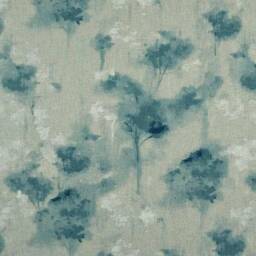 Camengo Foliage Blue Floral Watercolor Linen Pillow Cover All Sizes - thumbnail 1