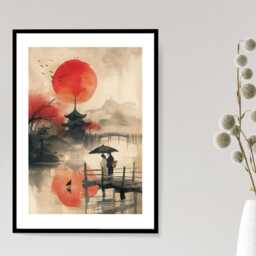 Japan Watercolour Print - Asian Landscape Poster Oriental Wall Art Japanese Decor Destination A5 A4 A3 Framed Or Unframed - thumbnail 3