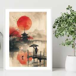 Japan Watercolour Print - Asian Landscape Poster Oriental Wall Art Japanese Decor Destination A5 A4 A3 Framed Or Unframed - thumbnail 2