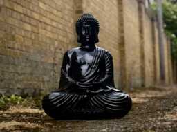 Massive Black Buddha Statue Outdoor Japanese Sculpture Concrete Relaxion Ornament Zen Garden Decoration Buddha Lover Gift Yard Art - thumbnail 1