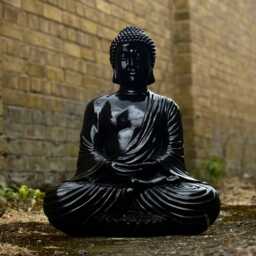 Massive Black Buddha Statue Outdoor Japanese Sculpture Concrete Relaxion Ornament Zen Garden Decoration Buddha Lover Gift Yard Art - thumbnail 3