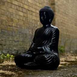 Massive Black Buddha Statue Outdoor Japanese Sculpture Concrete Relaxion Ornament Zen Garden Decoration Buddha Lover Gift Yard Art - thumbnail 2