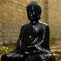 Massive Black Buddha Statue Outdoor Japanese Sculpture Concrete Relaxion Ornament Zen Garden Decoration Buddha Lover Gift Yard Art - thumbnail 4
