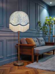 Handmade William Morris Blue Willow Bough Fabric Dome Lampshades Art Nouveau British Made Linen Shade