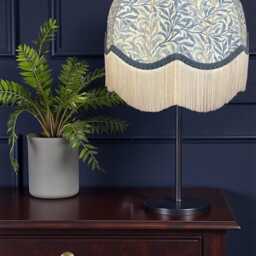 Handmade William Morris Blue Willow Bough Fabric Dome Lampshades Art Nouveau British Made Linen Shade - thumbnail 2