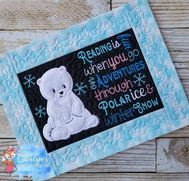Polar Bear Applique & Wording Bundle Storybook Pillow Designs - 5x7 Design Includes 2 Digital Designs Arctic
