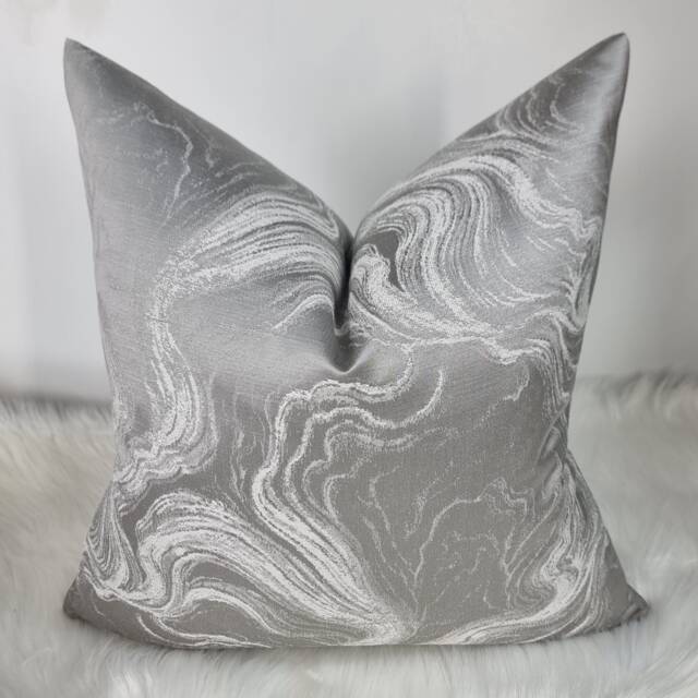 Marble Effect Grey & White Cushion Cover, Sofa Bed Pillow Cover Neutral Decor - image 1