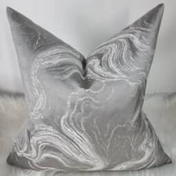 Marble Effect Grey & White Cushion Cover, Sofa Bed Pillow Cover Neutral Decor - thumbnail 2