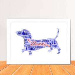 Personalized Dachshund Dog Word Art Print, Dog Cloud Picture Print, Gift For Lovers, Friend Birthday Love Card Gift Digital - thumbnail 2