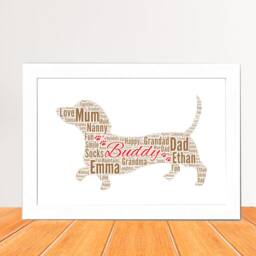 Personalized Dachshund Dog Word Art Print, Dog Cloud Picture Print, Gift For Lovers, Friend Birthday Love Card Gift Digital - thumbnail 3