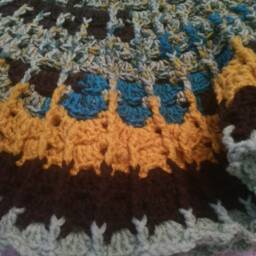 Crochet Wheelchair Lapghan Earth Tone Circular Throw - 41 - thumbnail 3