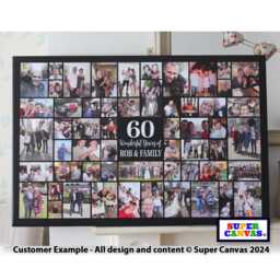 Happy 60Th Birthday Mum Dad Brother Sister Grandad Nan Wife Husband Friend Custom Photo Collage Party Display Board Framed Canvas Print Gift - thumbnail 4