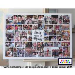 Happy 60Th Birthday Mum Dad Brother Sister Grandad Nan Wife Husband Friend Custom Photo Collage Party Display Board Framed Canvas Print Gift - thumbnail 1