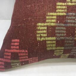 Vintage Turkish Kilim Pillow Cover, Handwoven Accent Cushion - 24x24 - thumbnail 3