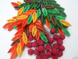 Quilled Cranberry Branch Wall Art 3D Paper Decoration - thumbnail 1