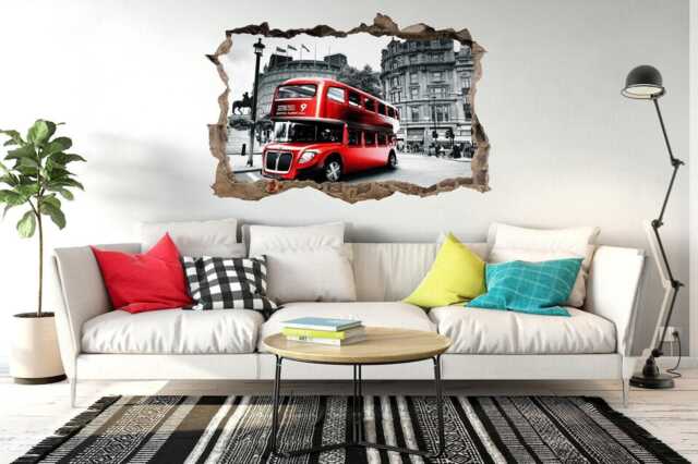 London Red Bus 3D Window Wall Sticker Kids Room Decor - image 1