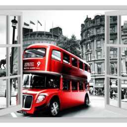 London Red Bus 3D Window Wall Sticker Kids Room Decor - thumbnail 2