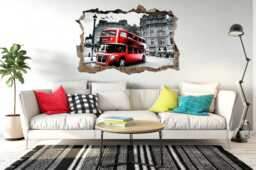 London Red Bus 3D Window Wall Sticker Kids Room Decor - thumbnail 1