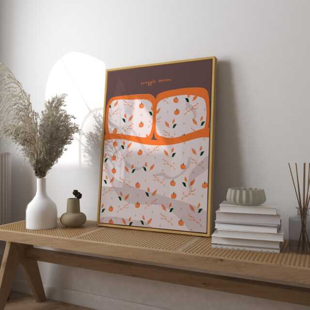 Snuggle Season Art Print, Retro Autumn Bedroom Decor - image 1