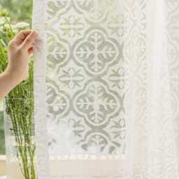Custom Curtains White Lace Net Sheer Voile Curtain For Bedroom Living Room - thumbnail 1