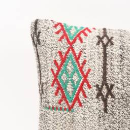 Handwoven Turkish Kilim Lumbar Pillow Bohemian Home Decor - 16x24 - thumbnail 2