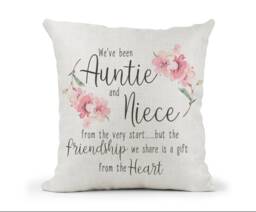 Auntie & Niece Cushion Birthday Gift/ 50Th 60Th 70Th 80Th 90Th, Christmas Missing You - thumbnail 1
