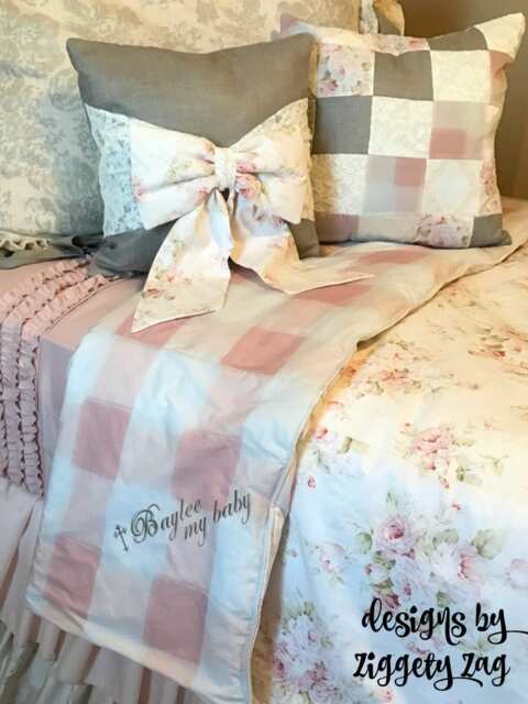 Twin Bedding Set Girls Ruffled Duvet Pillow Skirt Pink Floral Buffalo Check - image 1