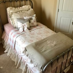 Twin Bedding Set Girls Ruffled Duvet Pillow Skirt Pink Floral Buffalo Check - thumbnail 3