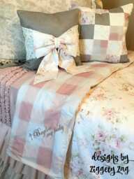 Twin Bedding Set Girls Ruffled Duvet Pillow Skirt Pink Floral Buffalo Check - thumbnail 1
