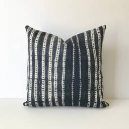 Navy Blue Tribal Striped Boho Decorative Pillow Cover - thumbnail 2