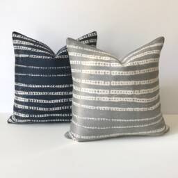 Navy Blue Tribal Striped Boho Decorative Pillow Cover - thumbnail 3