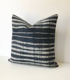Navy Blue Tribal Striped Boho Decorative Pillow Cover - thumbnail 1