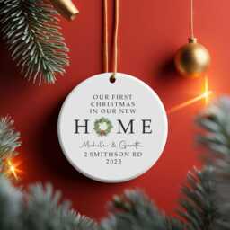 First Christmas in New Home Bauble - Personalised Housewarming Ornament, Custom Decoration Gift - thumbnail 3