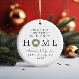 First Christmas in New Home Bauble - Personalised Housewarming Ornament, Custom Decoration Gift - thumbnail 1