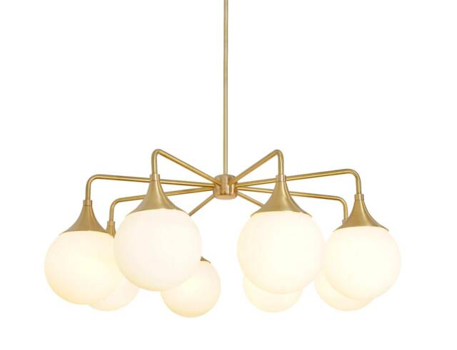 Handmade Brass Elise Chandelier, Mid Century Modern Ceiling Light, Custom Length - image 1