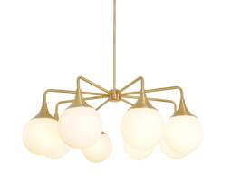 Handmade Brass Elise Chandelier, Mid Century Modern Ceiling Light, Custom Length - thumbnail 1