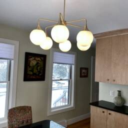 Handmade Brass Elise Chandelier, Mid Century Modern Ceiling Light, Custom Length - thumbnail 2