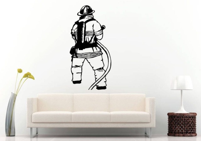 Fireman Fire Rescue 911 Emergency Department Water Hosing Wall Sticker Decal Vinyl Mural Decor Art L2301 - image 1