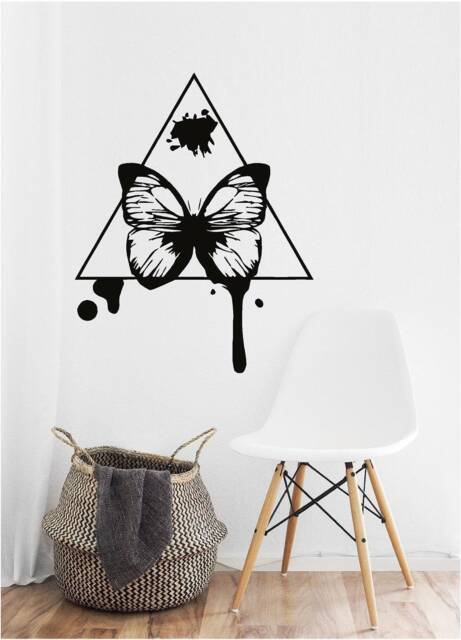 Triangle Butterfly Vinyl Wall Art, Decal, Sticker, Transfer, Mural, Removable, Decor, Interior, Exterior, Peel & Stick, - 0755 - image 1