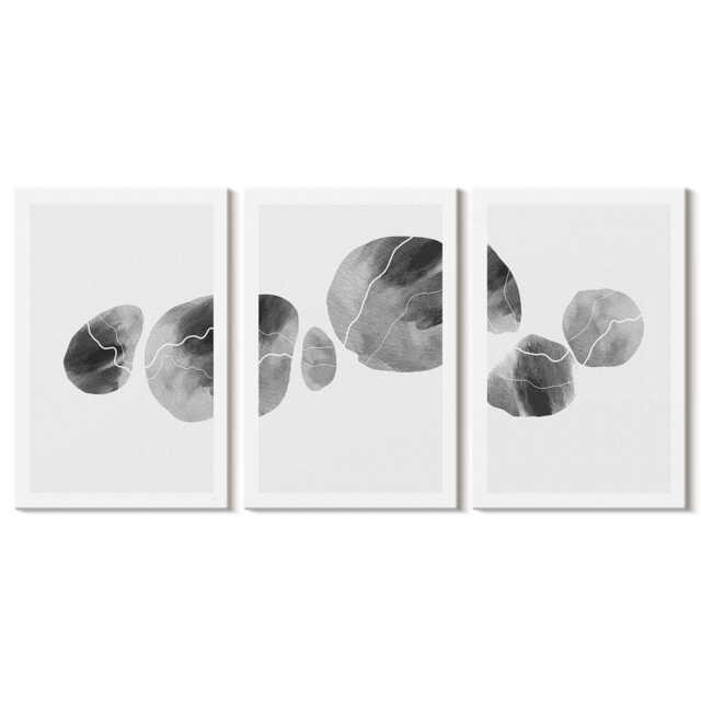 Set Of 3 Canvas Prints - Paint Stains Minimalist Painting, Creamy Wall Art Canvas, Artwork Hanging Piece - image 1