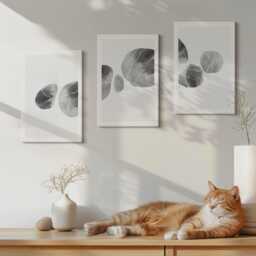 Set Of 3 Canvas Prints - Paint Stains Minimalist Painting, Creamy Wall Art Canvas, Artwork Hanging Piece - thumbnail 2